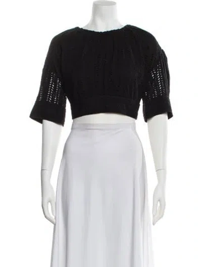 Pre-owned A.l.c Crew Neck Short Sleeve Crop Top In Black