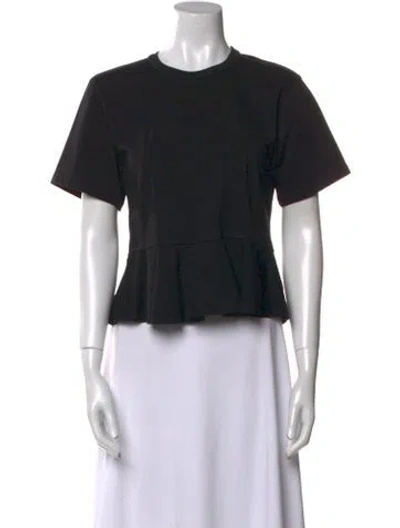 Pre-owned A.l.c Crew Neck Short Sleeve Crop Top In Black