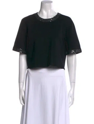 Pre-owned A.l.c Crew Neck Short Sleeve Crop Top In Black
