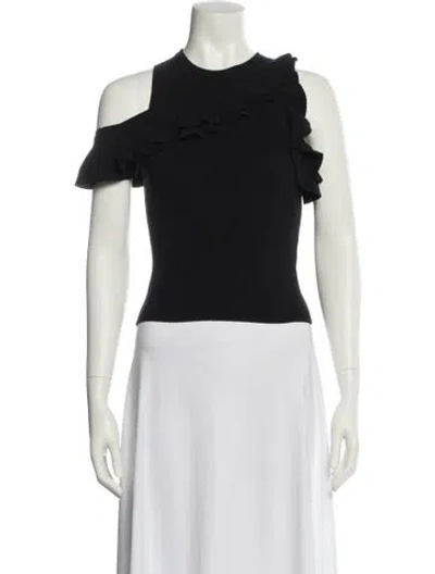 Pre-owned A.l.c Crew Neck Short Sleeve Crop Top In Black