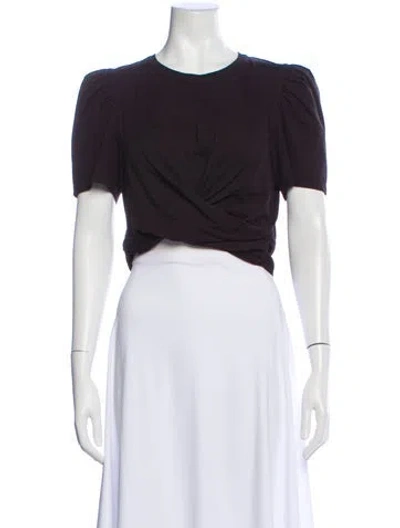 Pre-owned A.l.c Crew Neck Short Sleeve Crop Top In Black
