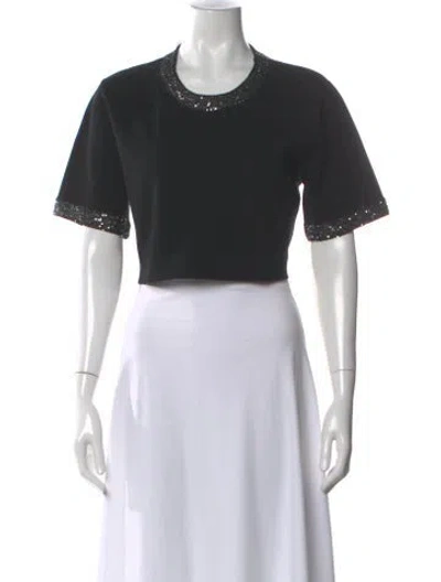 Pre-owned A.l.c Crew Neck Short Sleeve Crop Top In Black
