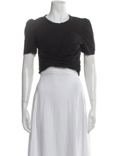 Pre-owned A.l.c Crew Neck Short Sleeve Crop Top In Black