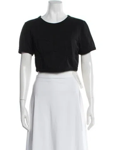 Pre-owned A.l.c Crew Neck Short Sleeve Crop Top In Black