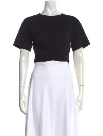 Pre-owned A.l.c Crew Neck Short Sleeve Crop Top In Black