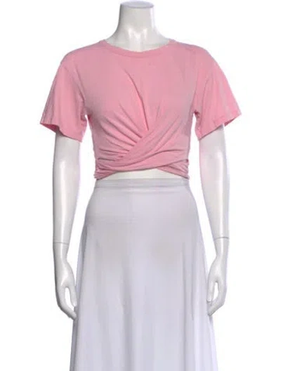 Pre-owned A.l.c Crew Neck Short Sleeve Crop Top In Pink