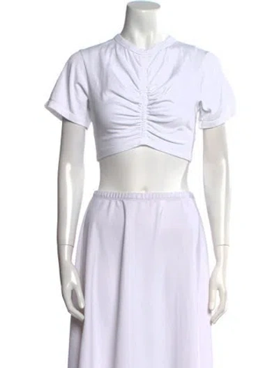 Pre-owned A.l.c Crew Neck Short Sleeve Crop Top In White