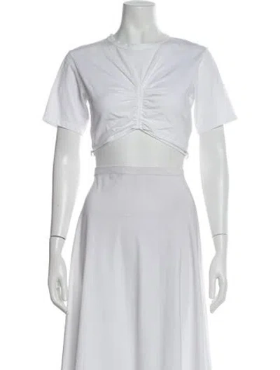 Pre-owned A.l.c Crew Neck Short Sleeve Crop Top In White