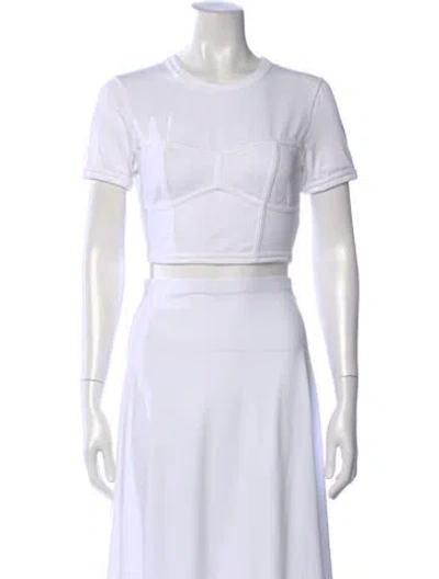 Pre-owned A.l.c Crew Neck Short Sleeve Crop Top In White