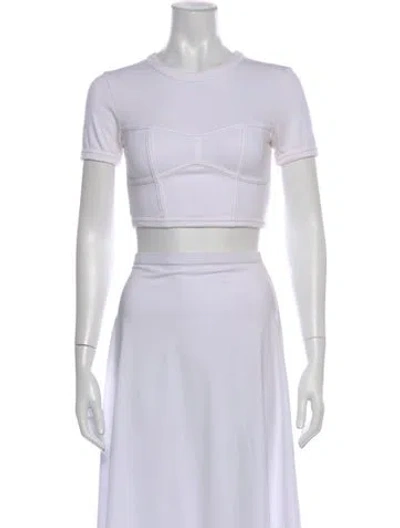 Pre-owned A.l.c Crew Neck Short Sleeve Crop Top In White