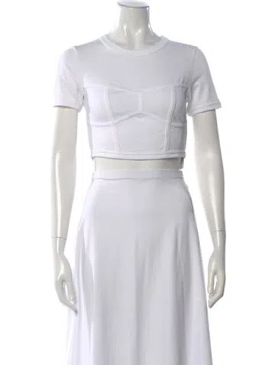 Pre-owned A.l.c Crew Neck Short Sleeve Crop Top In White