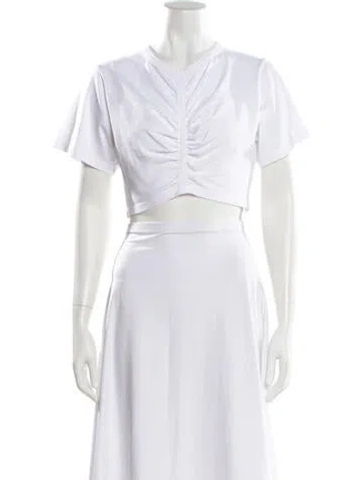 Pre-owned A.l.c Crew Neck Short Sleeve Crop Top In White