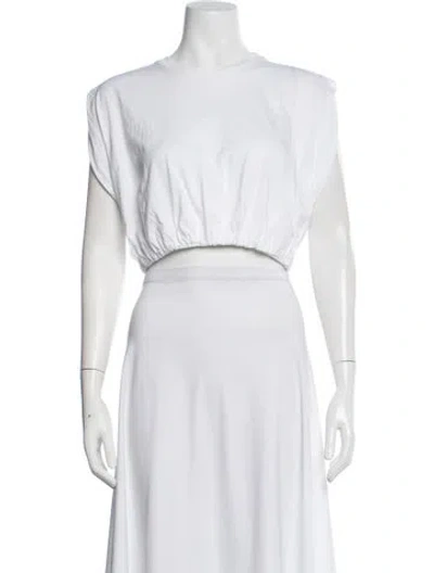 Pre-owned A.l.c Crew Neck Short Sleeve Crop Top In White