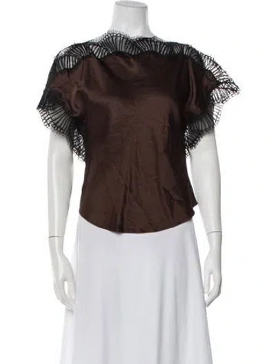 Pre-owned A.l.c Crew Neck Short Sleeve Top In Brown