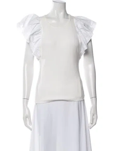 Pre-owned A.l.c Crew Neck Short Sleeve Top In Neutrals/white