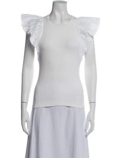 Pre-owned A.l.c Crew Neck Short Sleeve Top In White