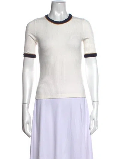 Pre-owned A.l.c Crew Neck Short Sleeve Top In White