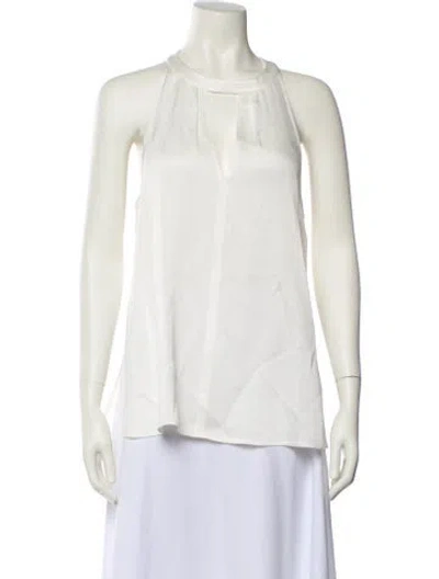Pre-owned A.l.c Crew Neck Sleeveless Blouse In White