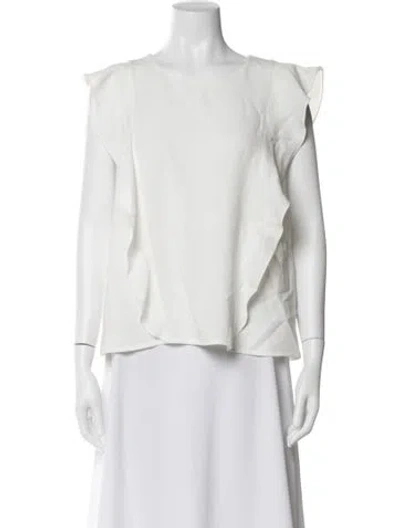 Pre-owned A.l.c Crew Neck Sleeveless Blouse In White