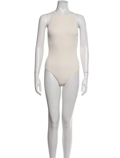 Pre-owned A.l.c Crew Neck Sleeveless Bodysuit In Neutrals