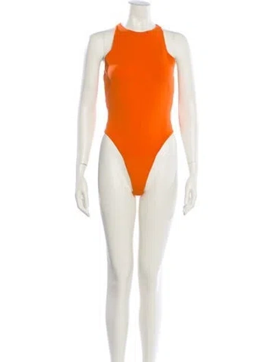 Pre-owned A.l.c Crew Neck Sleeveless Bodysuit In Orange