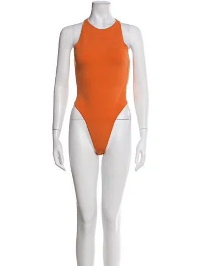 Pre-owned A.l.c Crew Neck Sleeveless Bodysuit In Orange