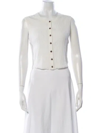 Pre-owned A.l.c Crew Neck Sleeveless Button-up Top In Neutral