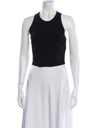 Pre-owned A.l.c Crew Neck Sleeveless Crop Top In Black