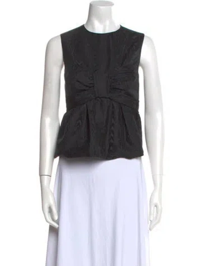 Pre-owned A.l.c Crew Neck Sleeveless Crop Top In Black