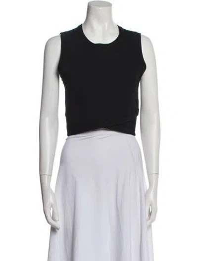 Pre-owned A.l.c Crew Neck Sleeveless Crop Top In Black