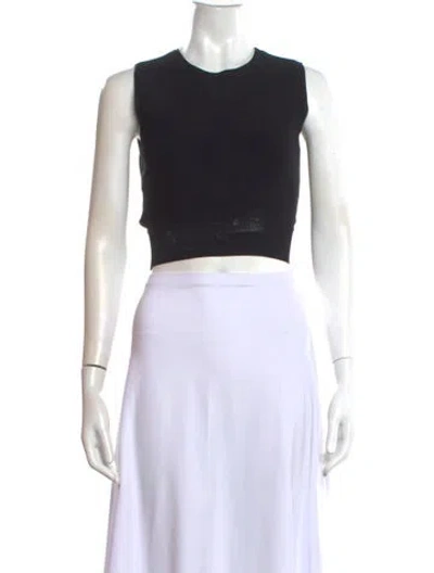 Pre-owned A.l.c Crew Neck Sleeveless Crop Top In Black