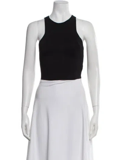 Pre-owned A.l.c Crew Neck Sleeveless Crop Top In Black
