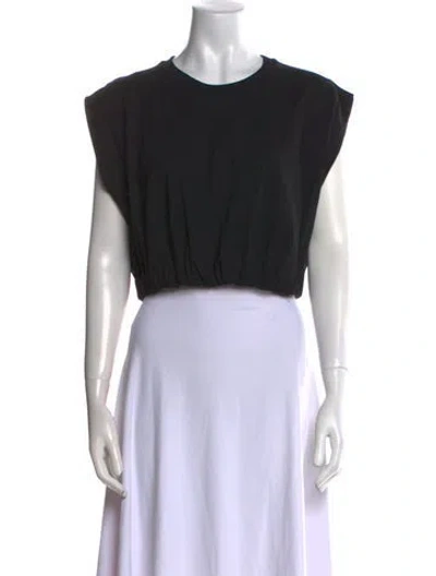 Pre-owned A.l.c Crew Neck Sleeveless Crop Top In Black