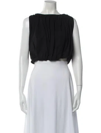 Pre-owned A.l.c Crew Neck Sleeveless Crop Top In Black