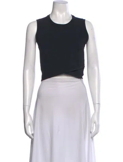Pre-owned A.l.c Crew Neck Sleeveless Crop Top In Black