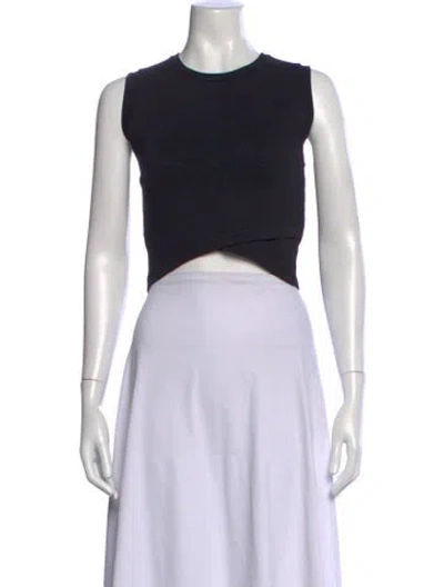 Pre-owned A.l.c Crew Neck Sleeveless Crop Top In Black