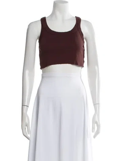 Pre-owned A.l.c Crew Neck Sleeveless Crop Top In Brown