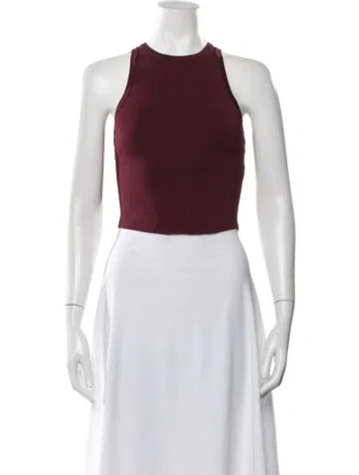 Pre-owned A.l.c Crew Neck Sleeveless Crop Top In Burgundy