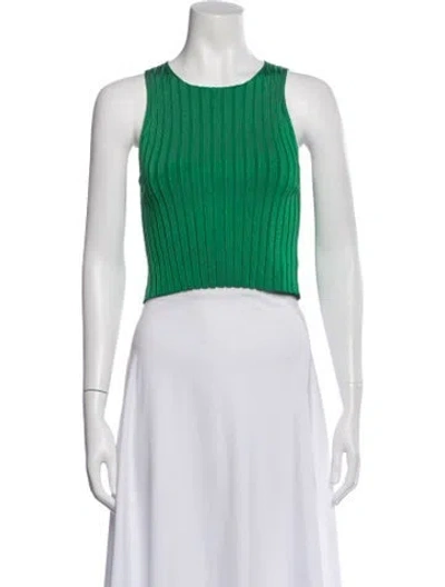 Pre-owned A.l.c Crew Neck Sleeveless Crop Top In Green