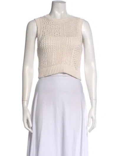 Pre-owned A.l.c Crew Neck Sleeveless Crop Top In Neutral