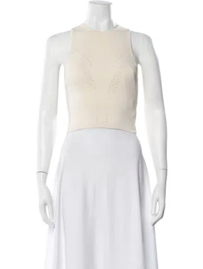 Pre-owned A.l.c Crew Neck Sleeveless Crop Top In Neutral