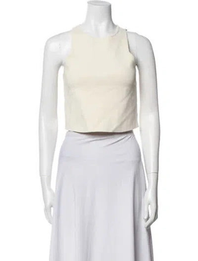Pre-owned A.l.c Crew Neck Sleeveless Crop Top In White