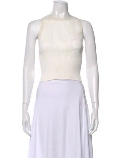 Pre-owned A.l.c Crew Neck Sleeveless Crop Top In White