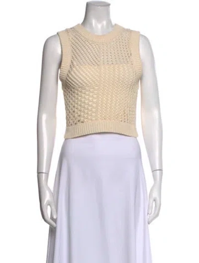 Pre-owned A.l.c Crew Neck Sleeveless Crop Top In White