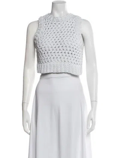 Pre-owned A.l.c Crew Neck Sleeveless Crop Top In White