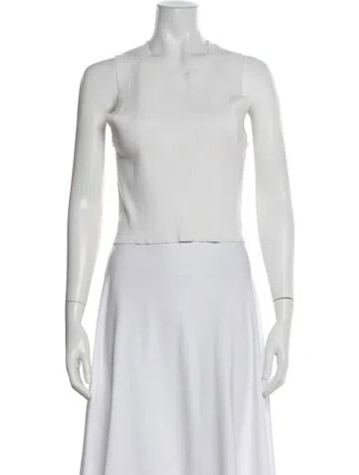 Pre-owned A.l.c Crew Neck Sleeveless Crop Top In White