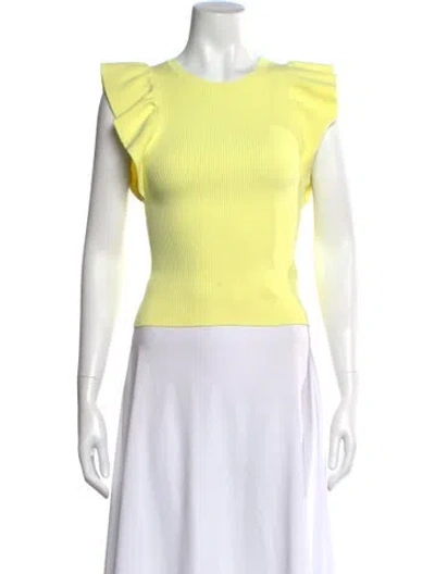 Pre-owned A.l.c Crew Neck Sleeveless Crop Top In Yellow