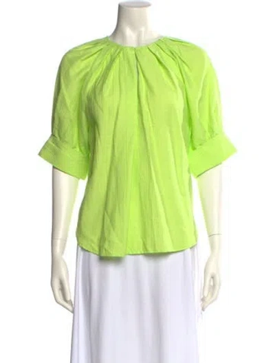 Pre-owned A.l.c Crew Neck Three-quarter Sleeve Blouse In Green