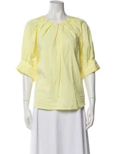 Pre-owned A.l.c Crew Neck Three-quarter Sleeve Blouse In Green