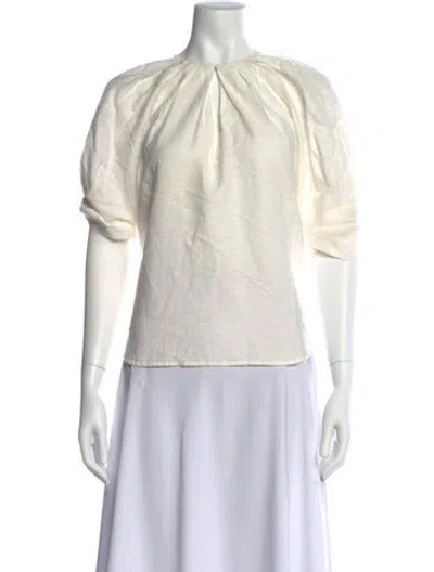 Pre-owned A.l.c Crew Neck Three-quarter Sleeve Blouse In Neutral